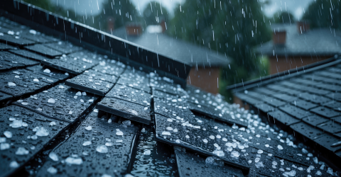 Hagel op een dak